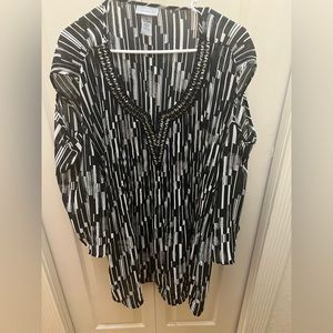 Stunning open shoulder blouse with beaded trim on neck line from Catherine’s